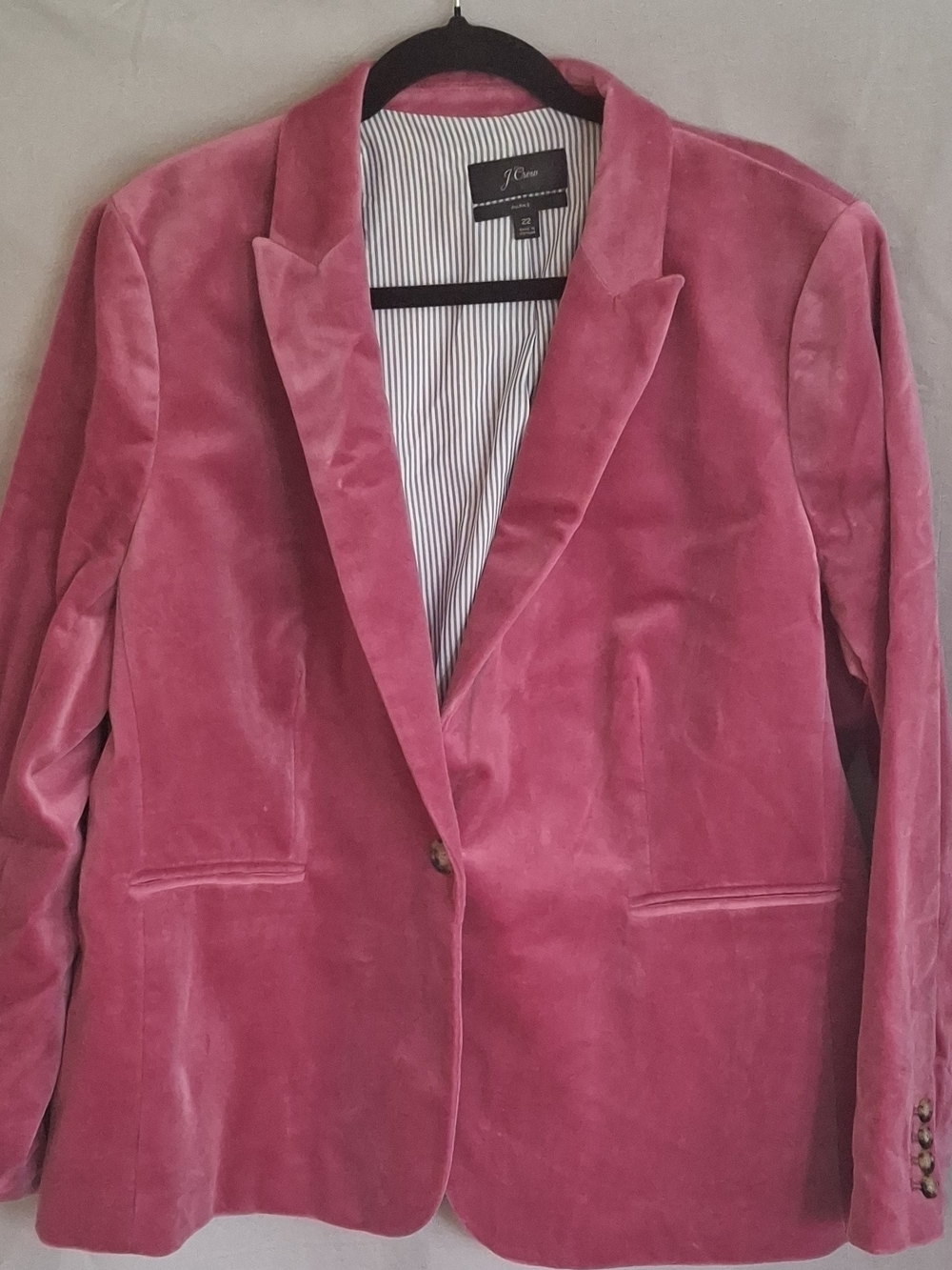 J.Crew Parke Blazer in Cotton Velvet Pink "Dried Rose" Plus Size 22 (J8978)